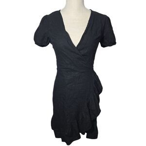 Culture Code Black Linen Wrap Dress Sz Small
